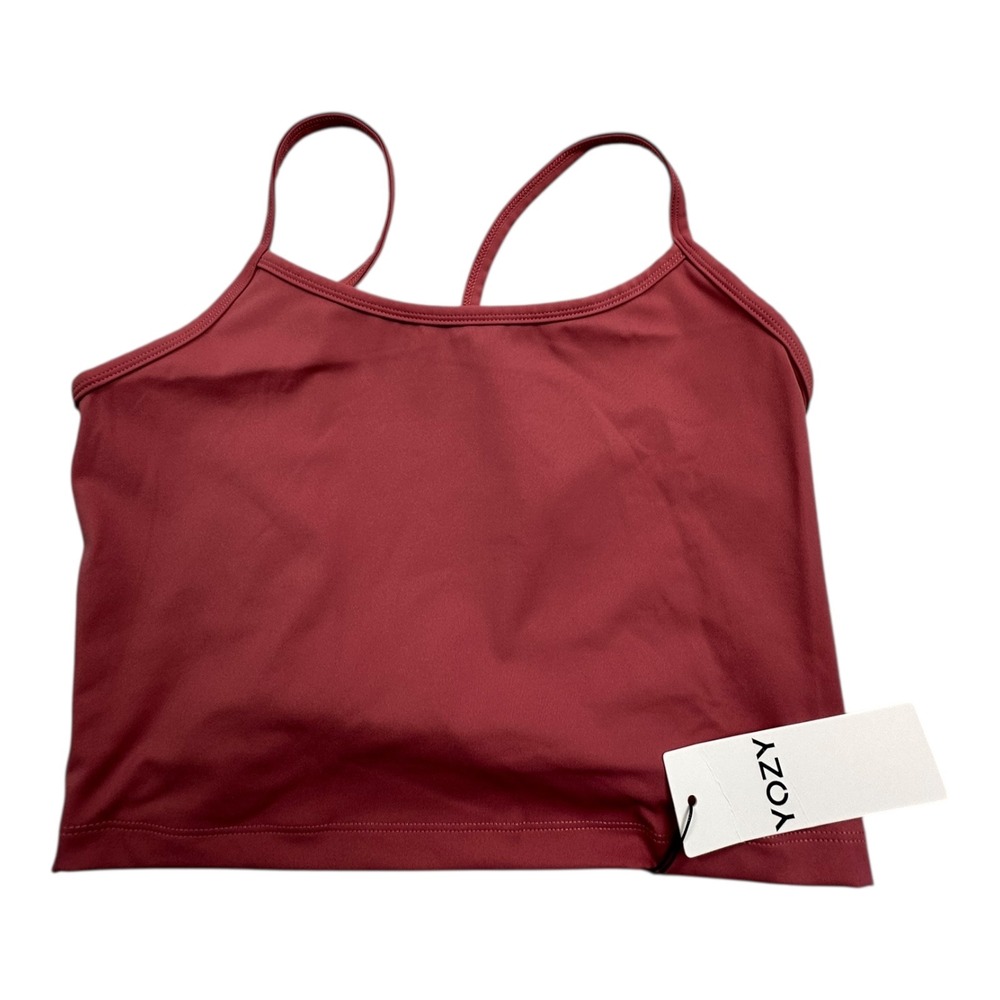 YOZY‎ Women's Red Cropped Athletic Tank Top With Straps Size L
